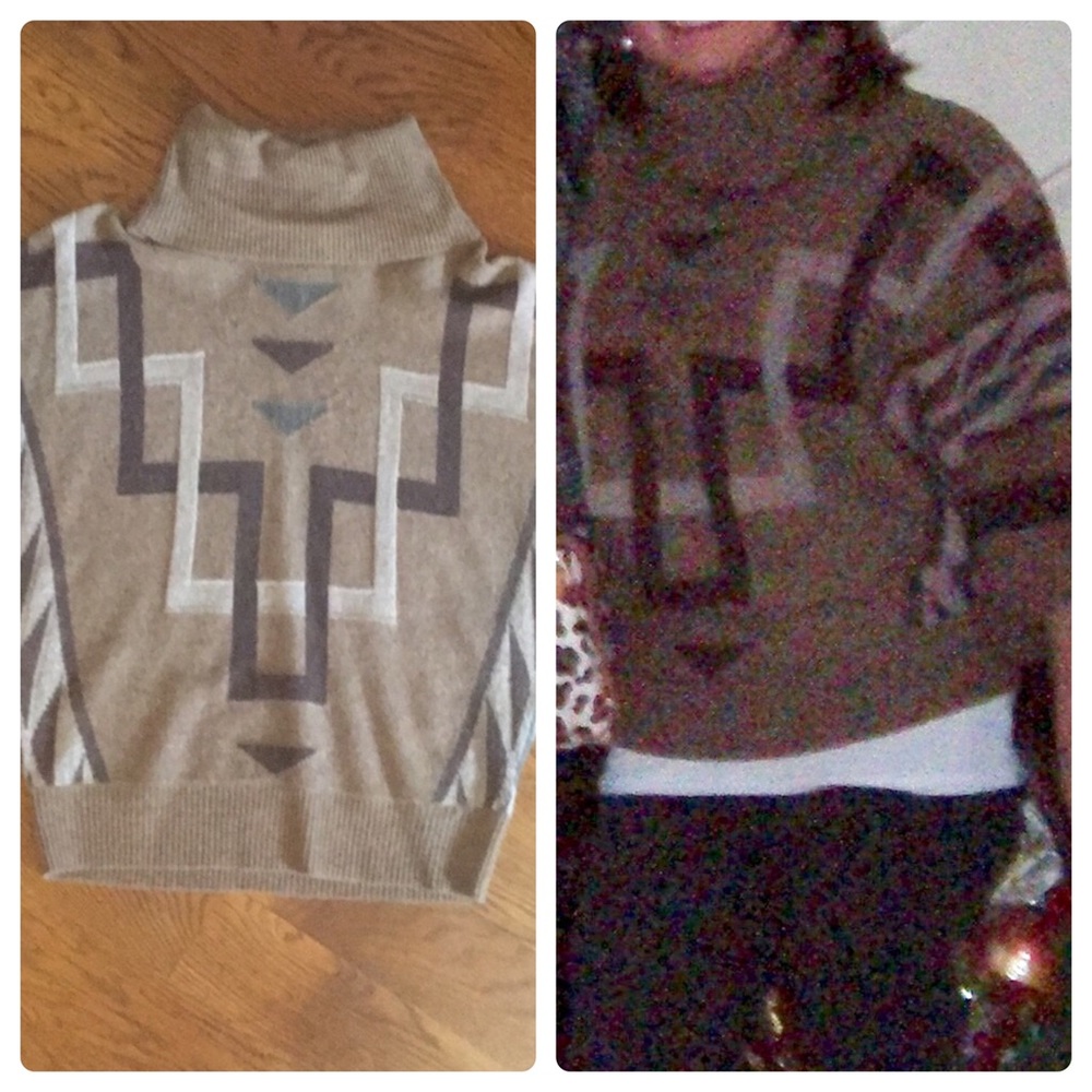 Ralph Lauren Aztec Dolman Sleeve Cowl Neck Sweater